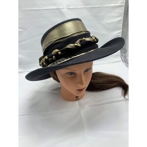 Arlop Hats Women’s Size 7 1/8 Black Gold Trim